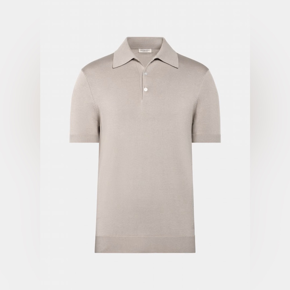 Suitsupply Knit Polo Shirt Light Taupe Cotton Silk Size Large NWT